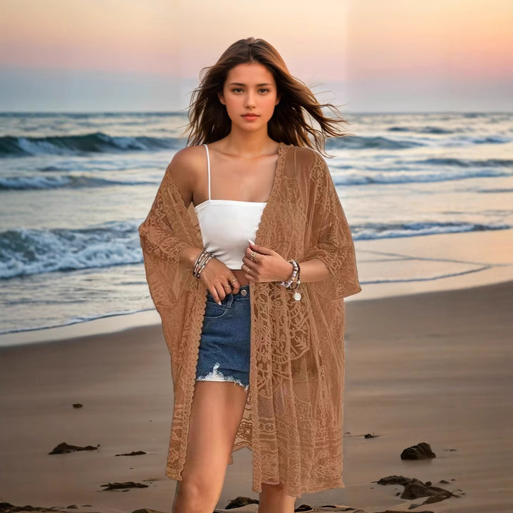 Women romantic crochet beach cover-up Mune Fashion