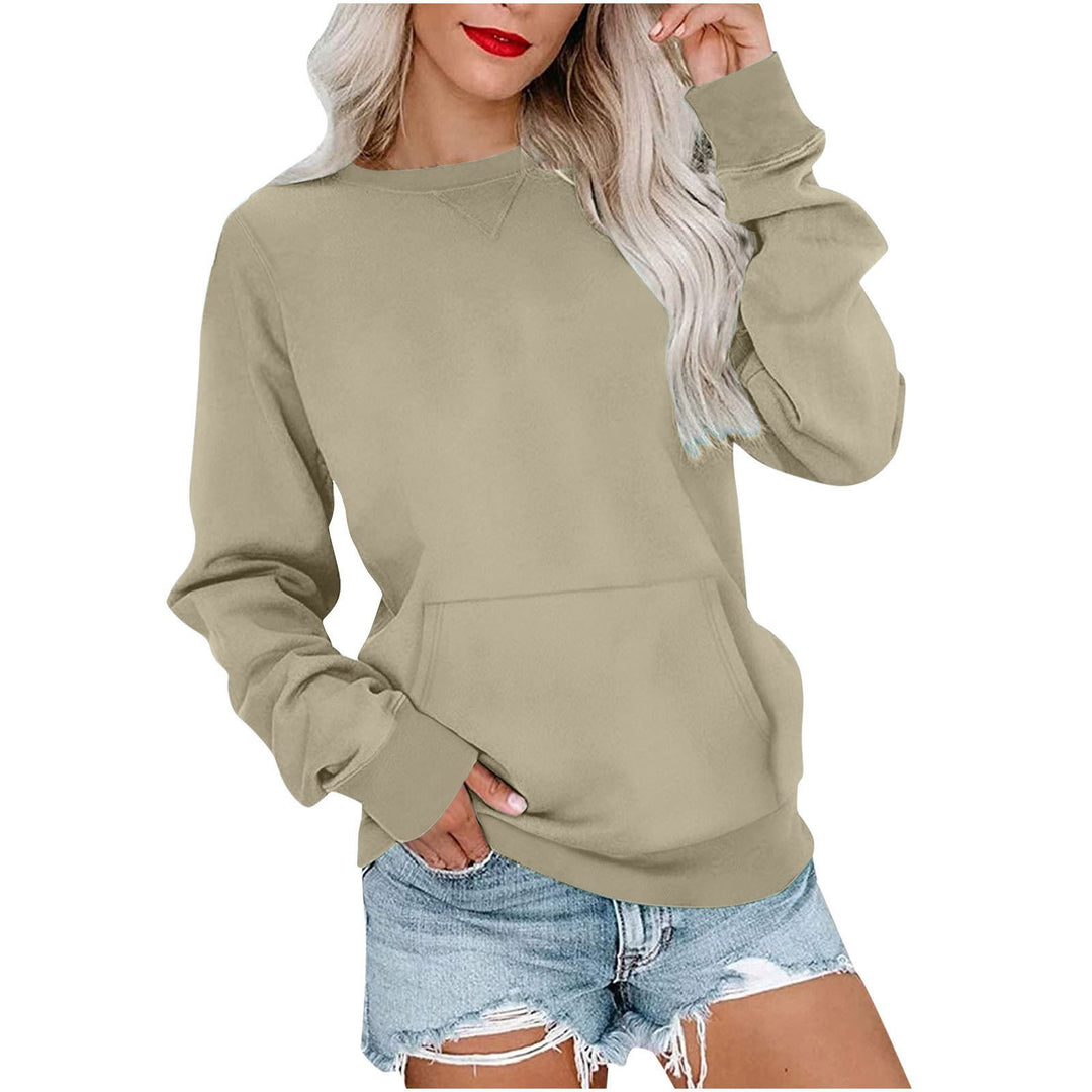 Women's Loose Sweatshirt with Round Neckline and Kangaroo Pocket Mune Fashion