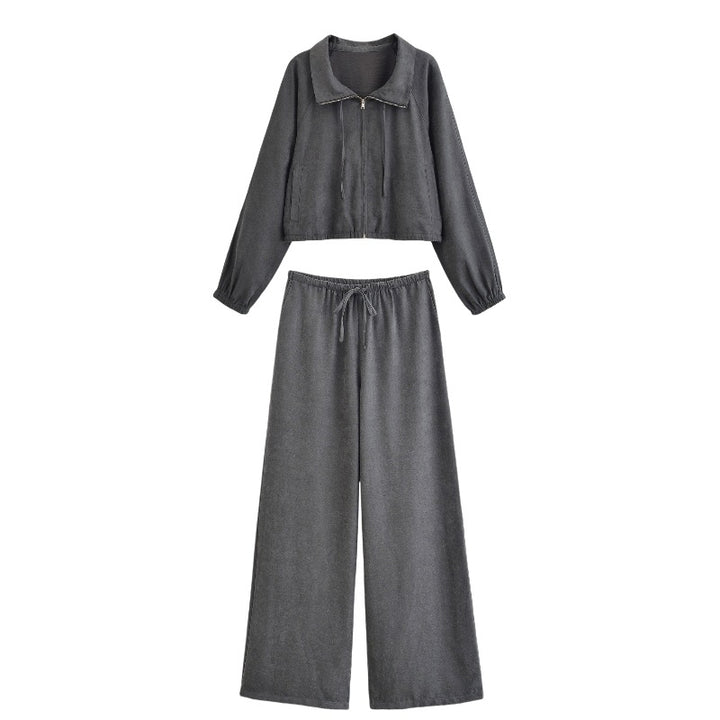 Women's Comfortable Palazzo Pants in Velvet Look with Elastic Tunnel Drawstring Waist and Wide Leg Mune Fashion