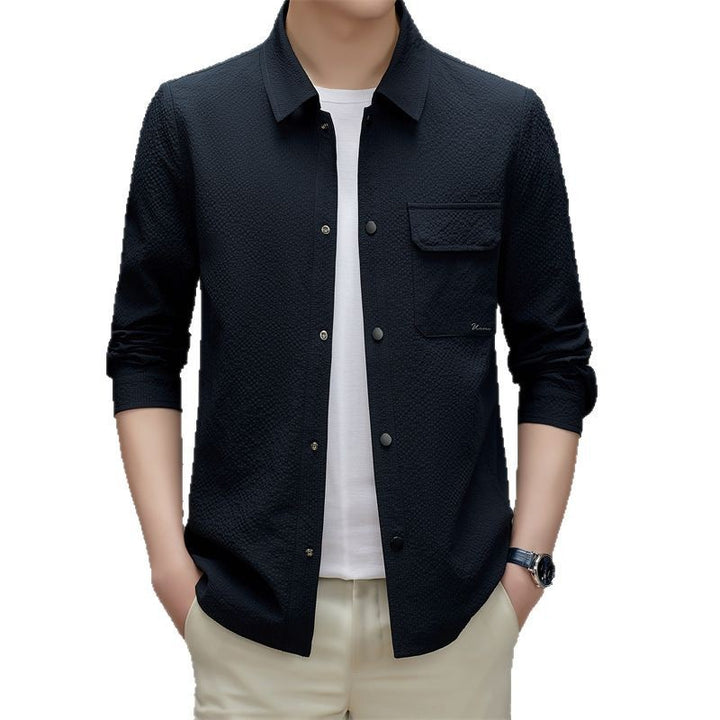 Men's Casual Structured Overshirt with Chest Pocket and Button Placket Mune Fashion