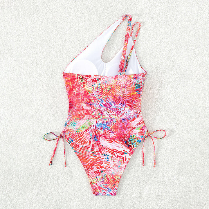 Women asymmetrical swimsuit with adjustable side ties Mune Fashion