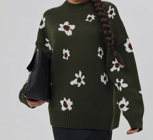 Ladies' Fashionable Sweater with Floral Patterns