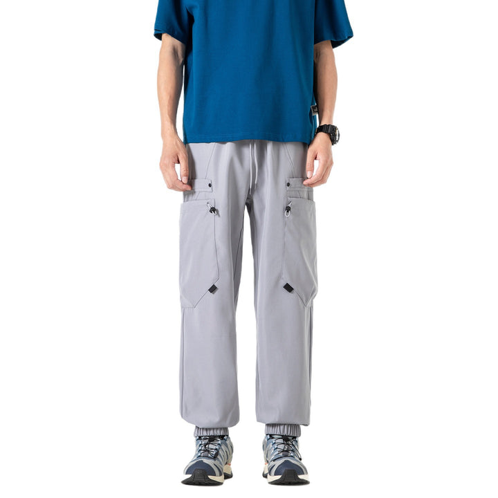 Men's Technical Cargo Jogging Pants with Elastic Tunnel Drawstring Waist and Multifunctional Flap Pockets Mune Fashion