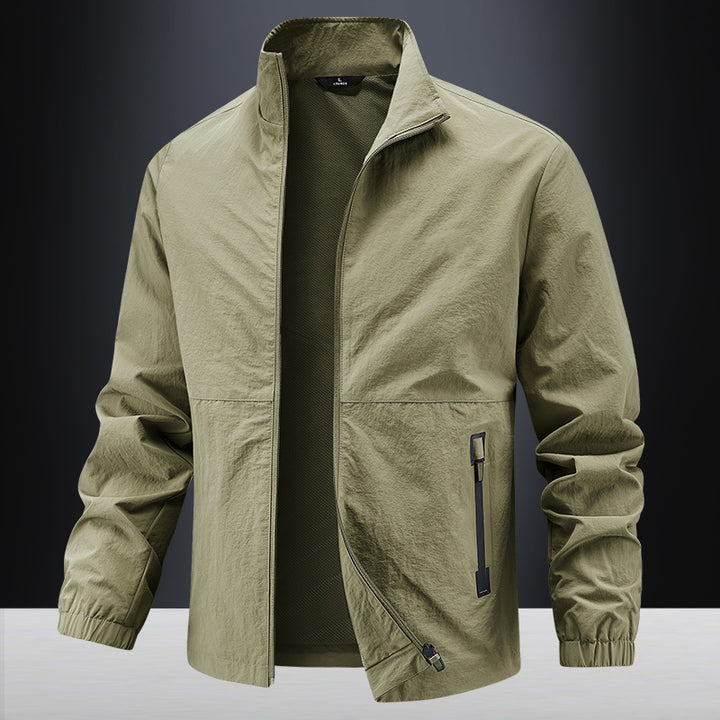 Men's Lightweight Technical Transition Jacket with Stand-Up Collar, Breathable Mesh Lining, and Water-Repellent Zipper Pockets Mune Fashion