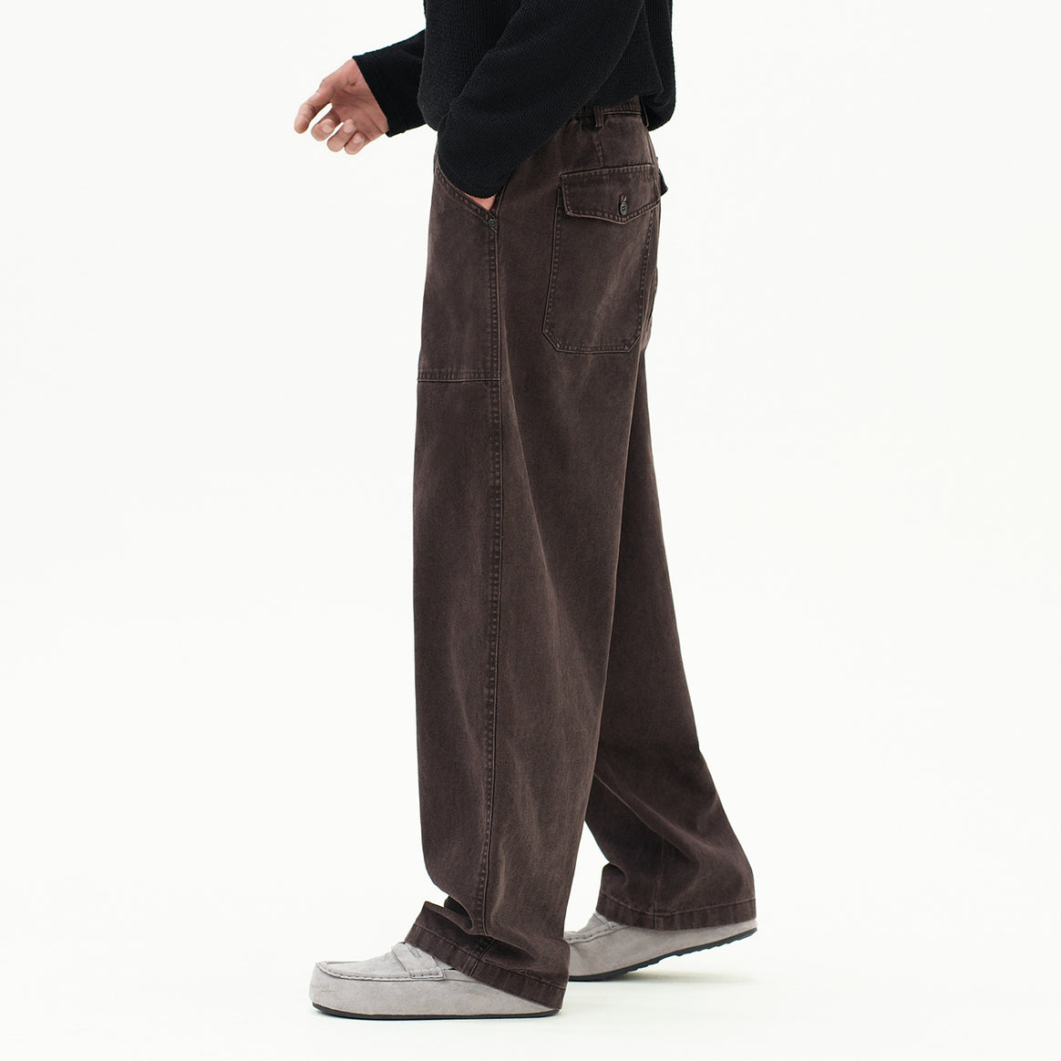 Women's Utility Denim Pants with High Waist, Extra Wide Leg and Patch Pockets Mune Fashion
