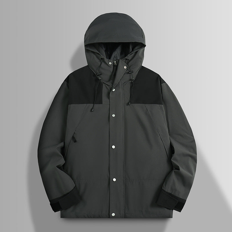 Men's Waterproof Softshell Jacket with Hood, Adjustable Cuffs, and Concealed Snap Button Placket Mune Fashion