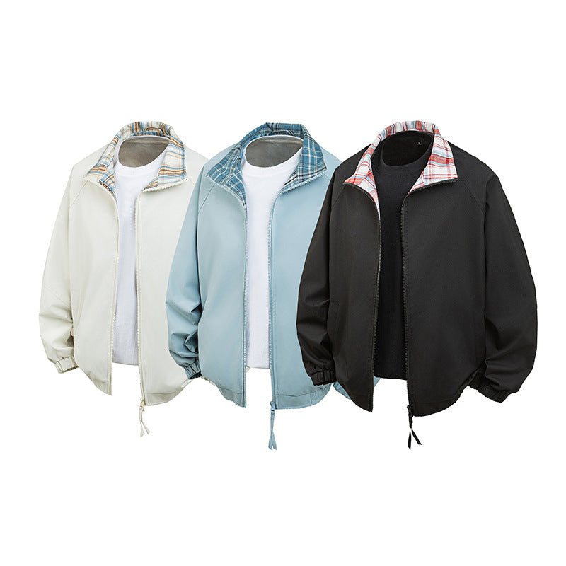 Women's Casual Transition Jacket with Checkered Collar Mune Fashion