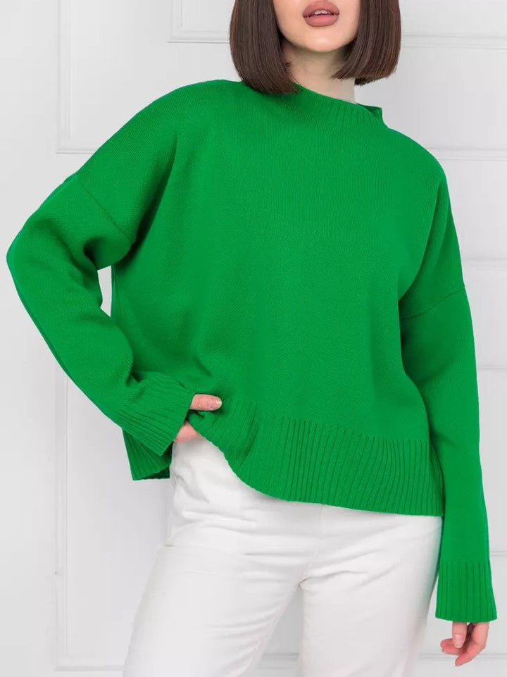 Women's Comfortable Knit Sweater with Round Neckline