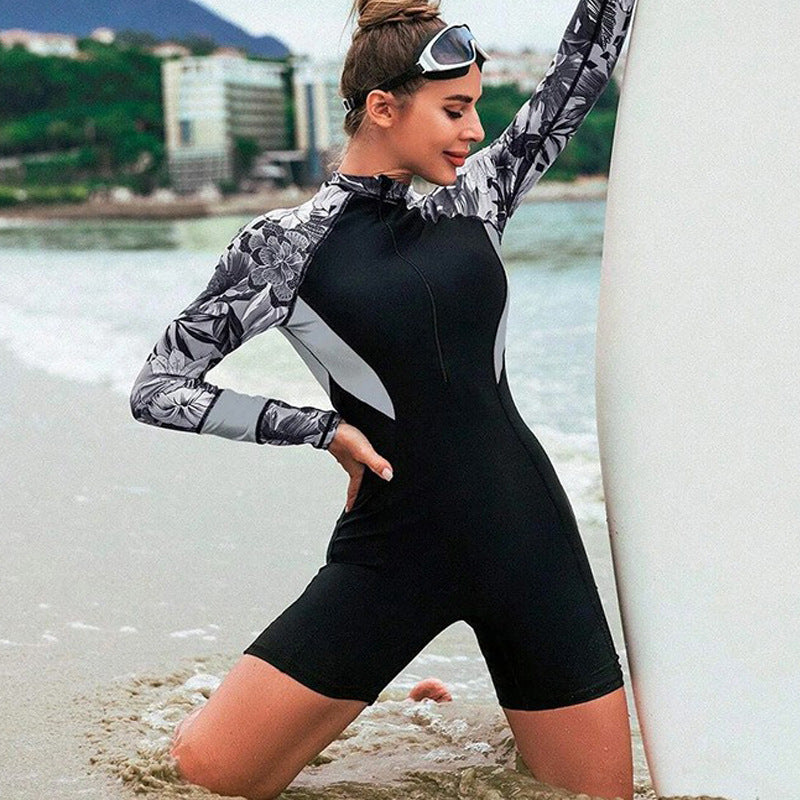 Women’s Surf Suit with Long Sleeves and Floral Design Mune Fashion