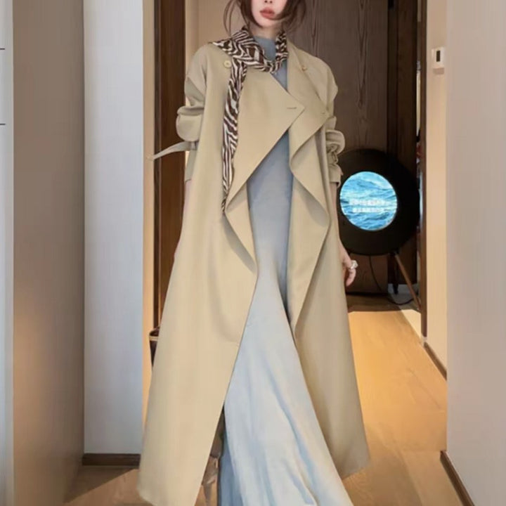Ladies Oversized Wrap Coat with Asymmetric Cut and Adjustable Cuffs Mune Fashion