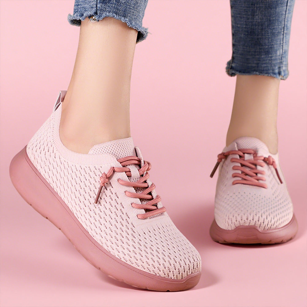 Women's breathable knitted casual sneakers with elastic slip collar and shock-absorbing EVA comfort sole Mune Fashion
