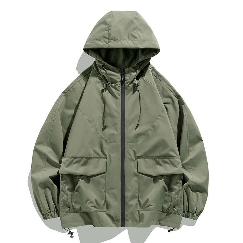 Men's Oversize Hooded Windbreaker with Multi-Pockets, Mesh Inserts and Drawstring Mune Fashion