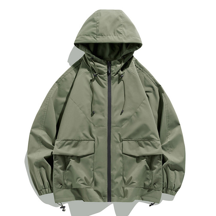 Men's Oversize Hooded Windbreaker with Multi-Pockets, Mesh Inserts and Drawstring Mune Fashion