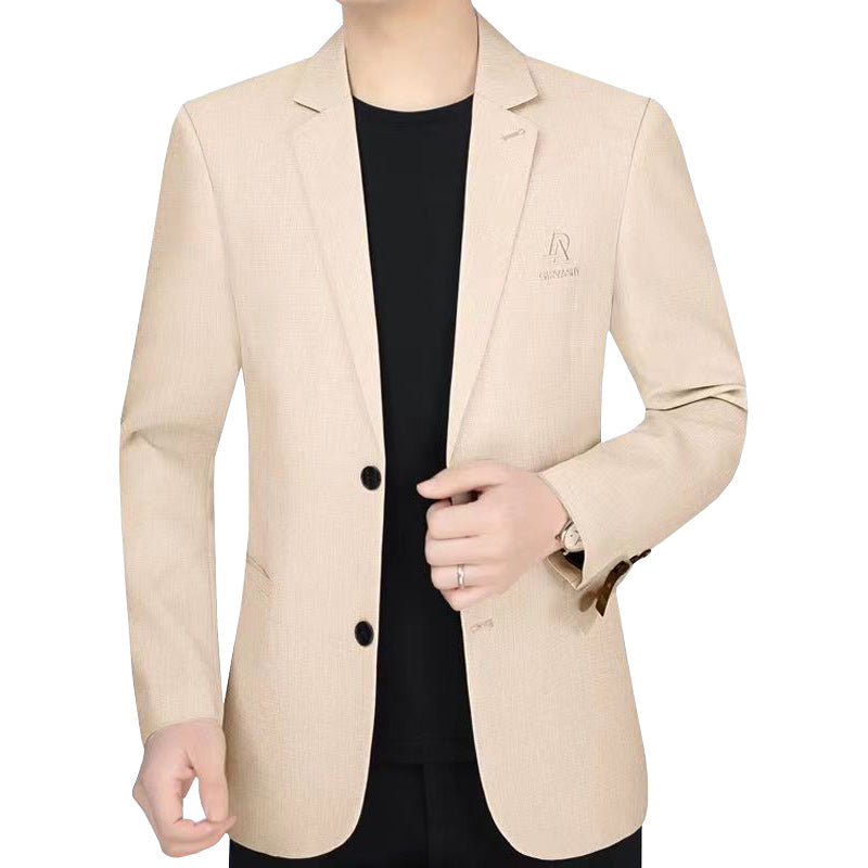 Men's slim fit single-breasted city blazer with textured wool blend Mune Fashion