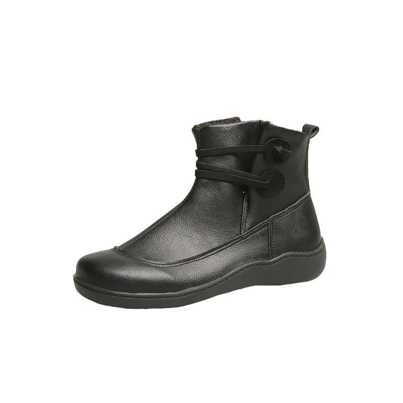 Women’s Insulated Comfort Ankle Boots with Elastic Lacing and Cushioned Rubber Sole Mune Fashion