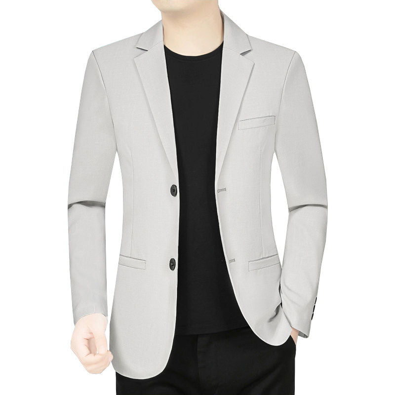 Men's Lightweight Linen Blazer Slim-Fit Two-Button Jacket Breathable Mune Fashion