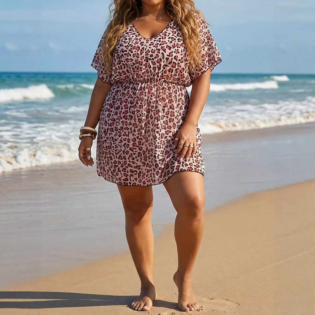 Women's airy beach cover-up with floral animal print Mune Fashion
