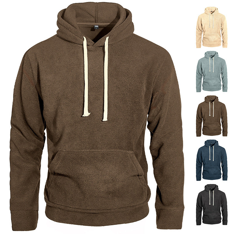 Men's nan velvety hoodie with seam details, kangaroo pocket and contrast cord Mune Fashion