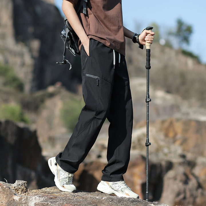 Men's Technical Trekking Pants with Zipper Pockets and Drawstring Waist Mune Fashion