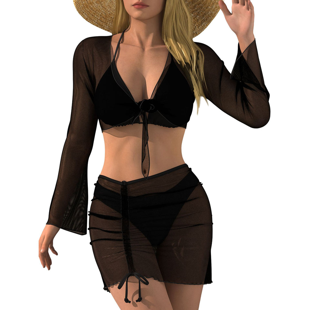 Women's Beach Outfit with Transparent Blouse Mune Fashion