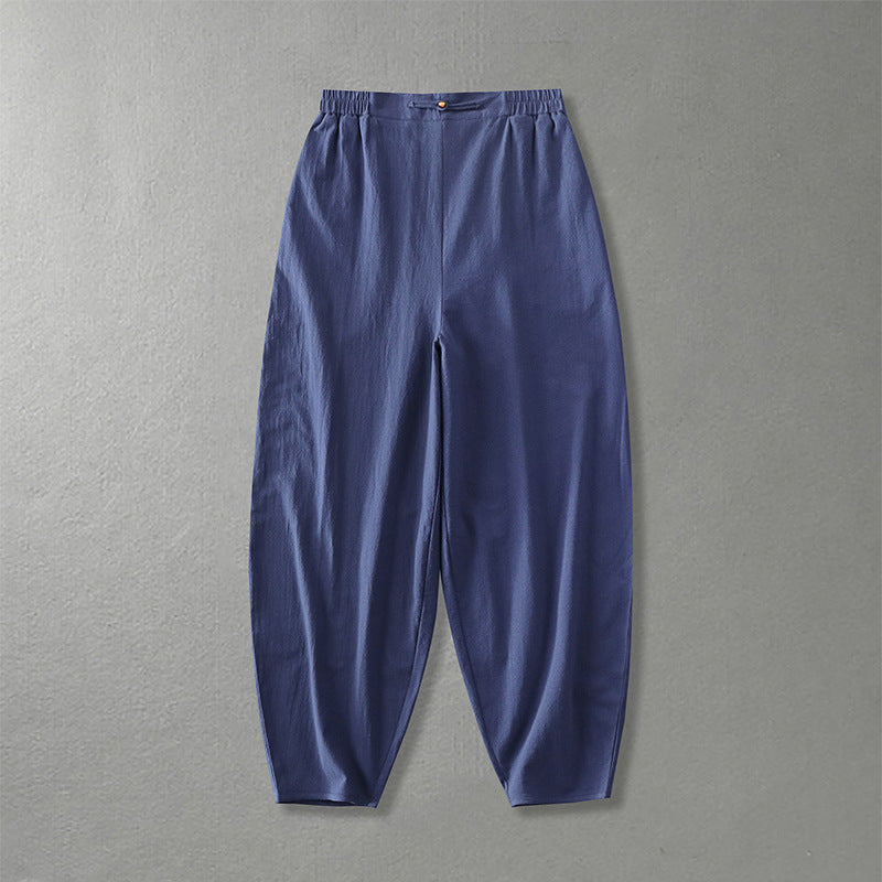 Women Casual Wide Harem Pants with Elastic Waistband and Tapered Ankles Mune Fashion