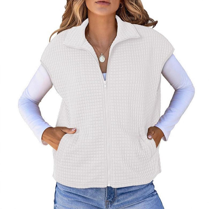 Women's padded vest with zipper, stand-up collar and side pockets Mune Fashion