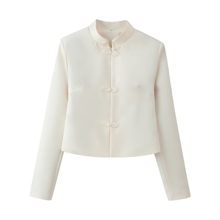 Women’s short jacket with standing collar and decorative cord buttons Mune Fashion