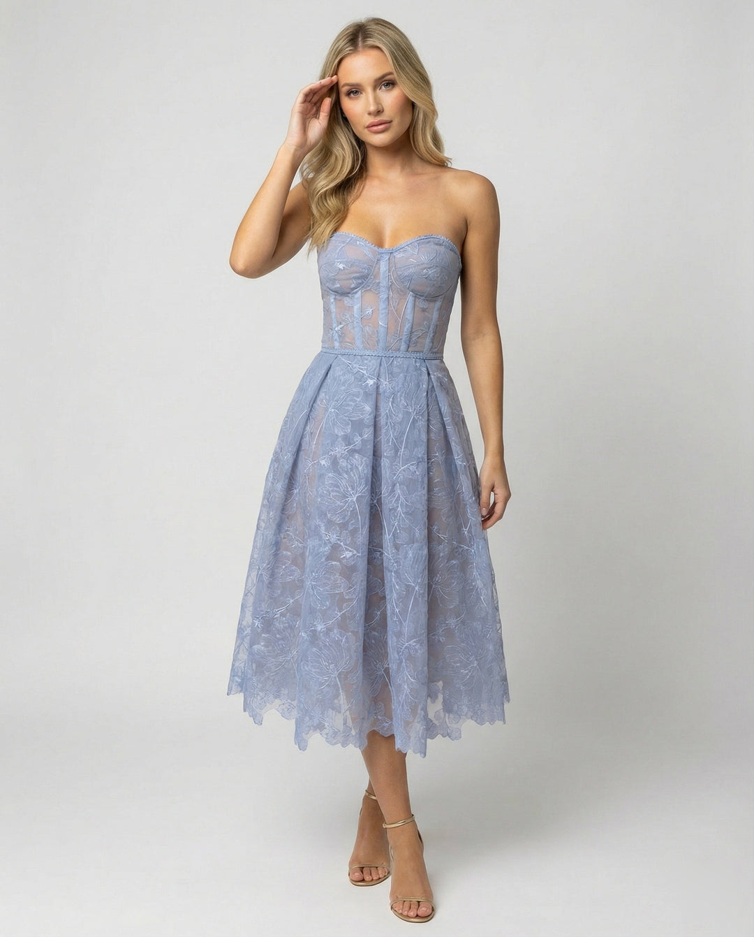 Corset Top Lace Midi Dress