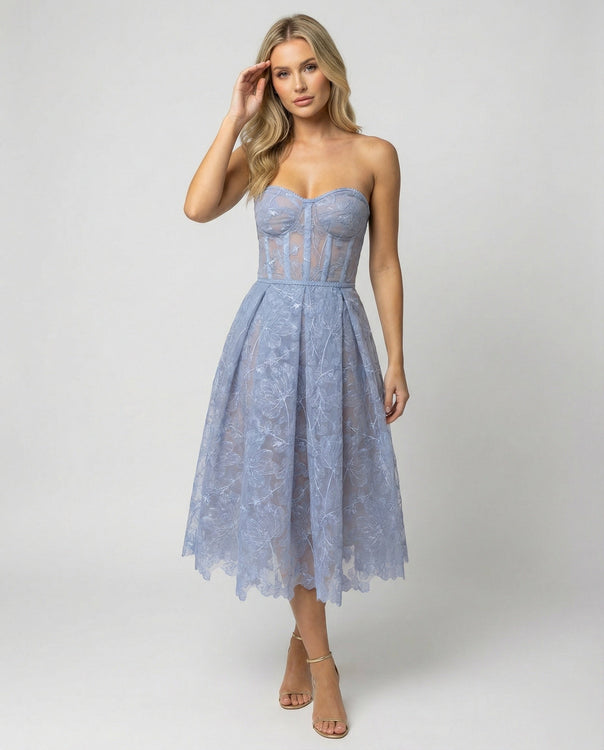 Corset Top Lace Midi Dress