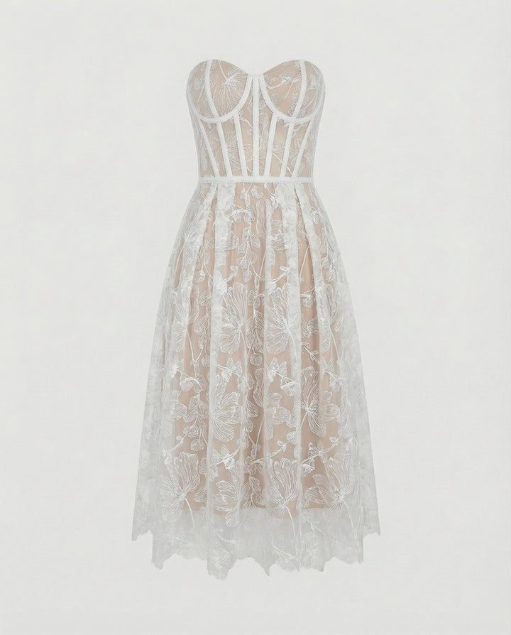 Corset Top Lace Midi Dress