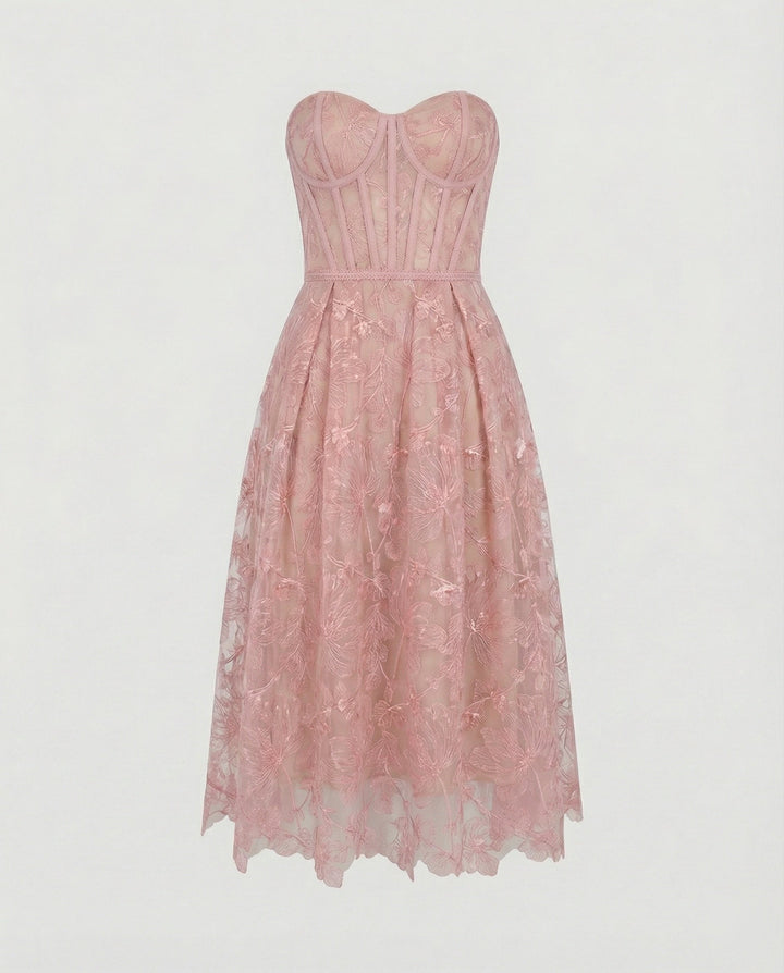 Corset Top Lace Midi Dress