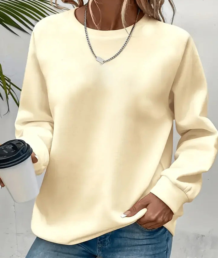Women's oversized crew neck sweatshirt with dropped shoulder, soft fleece lining, and ribbed cuffs Mune Fashion