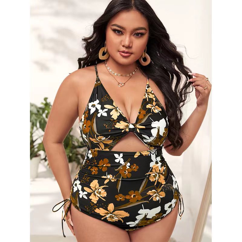Women Cut-Out Swimsuit with Floral Accents Mune Fashion