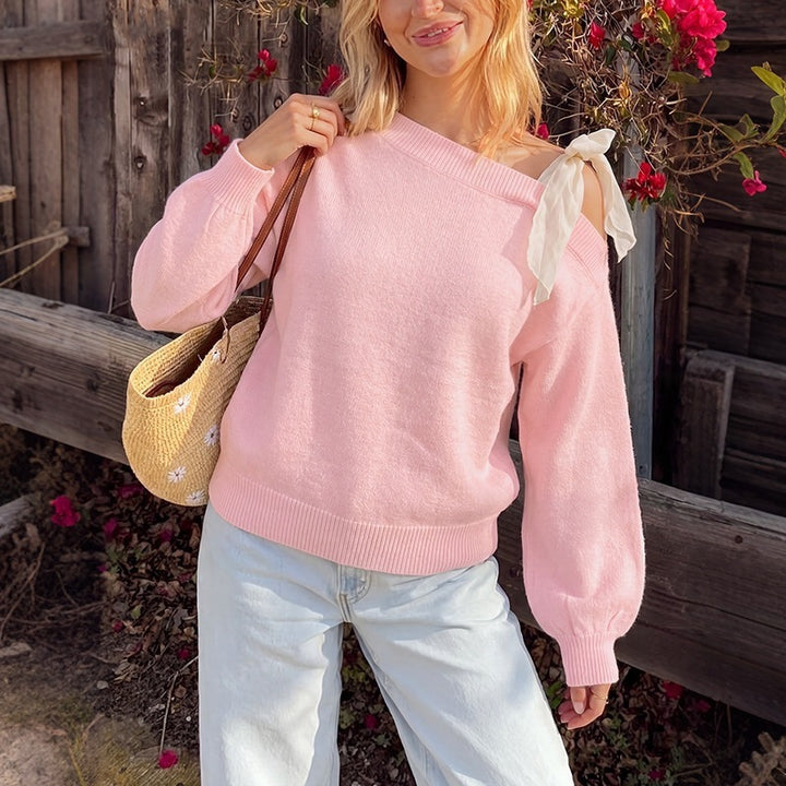 Women Playful Sweater with Shoulder Pads Mune Fashion