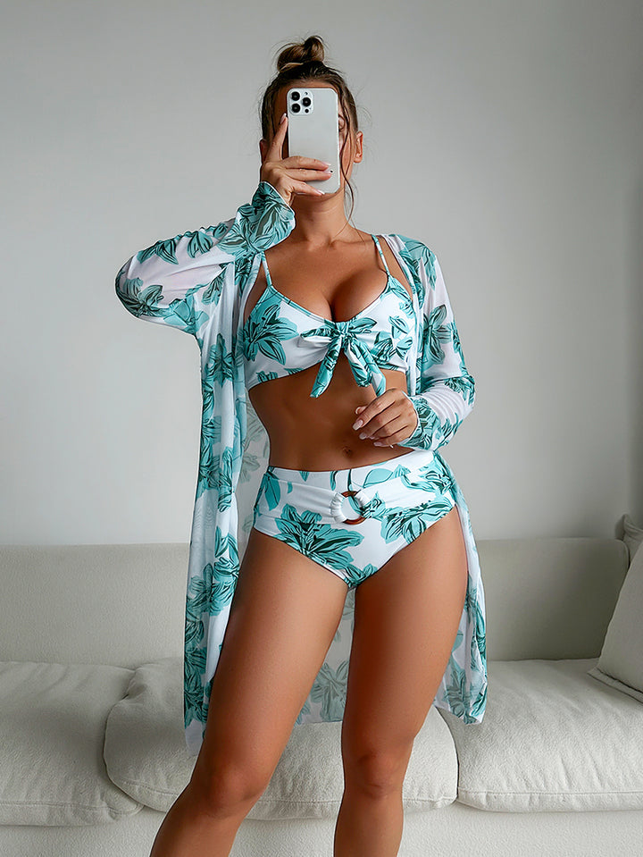 Women’s bikini set with floral design and matching beach cover-up Mune Fashion