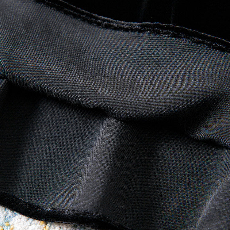 Ladies Elegant Velvet Blouse with Silk Collar Drune
