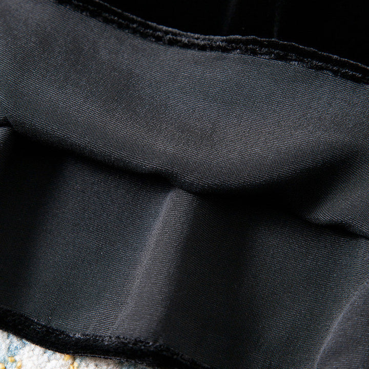 Ladies Elegant Velvet Blouse with Silk Collar Drune