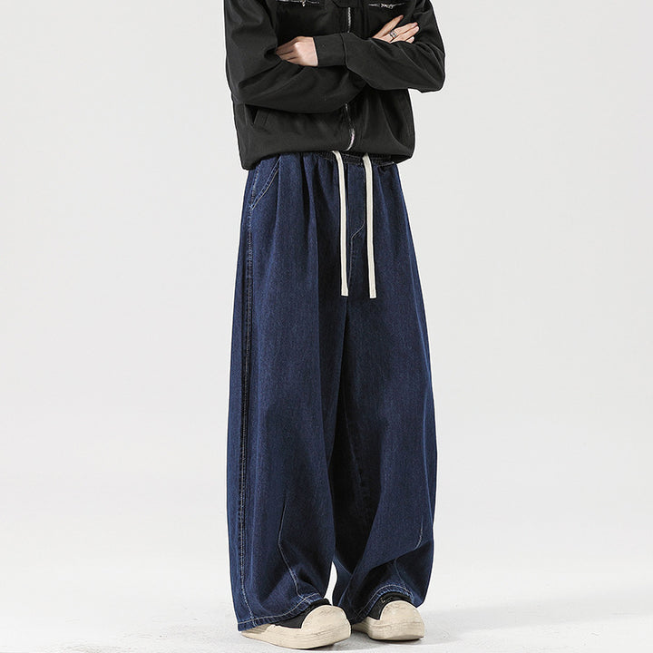 Women's Wide Denim Palazzo Pants with Drawstring Waist, Low Crotch, and Extra Wide Leg Mune Fashion
