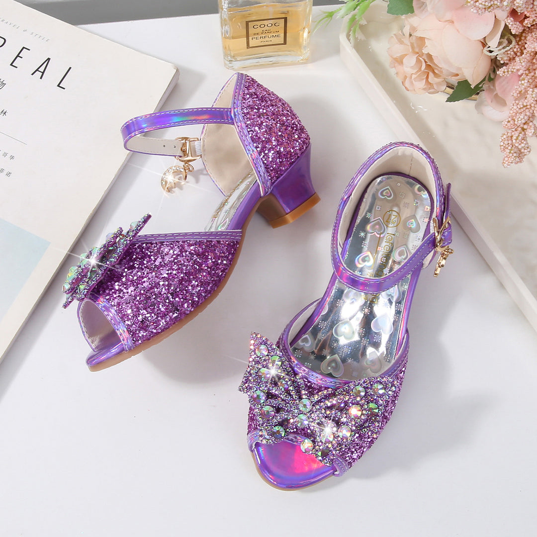 Girl Elegant Ballerina Sandals with Glitter and Rhinestones Mune Fashion