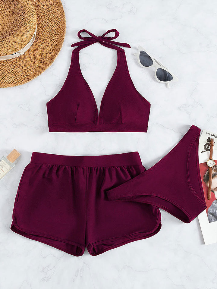 Women's Sporty Bikini Set with Adjustable Halterneck Drum