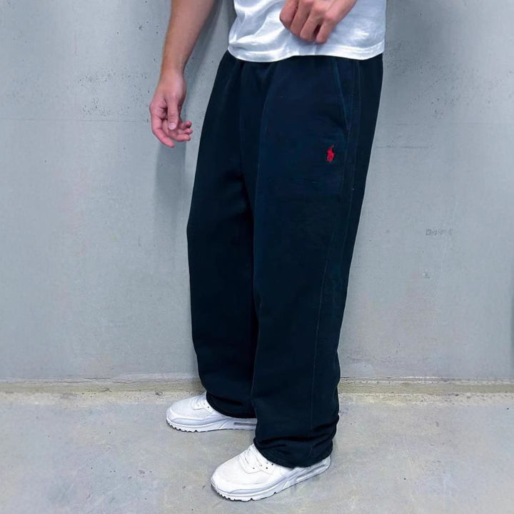 Men's Loose Baggy Sweatpants with Elastic Waistband and Embroidered Logo Mune Fashion