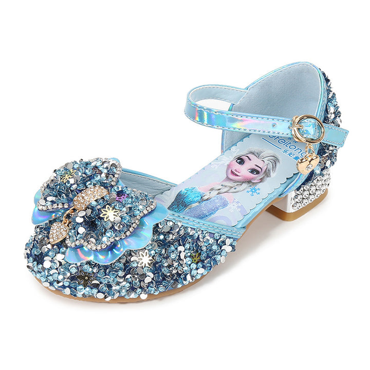 Girls Glittering Ballet Flats with Flower and Rhinestone Decoration Mune Fashion