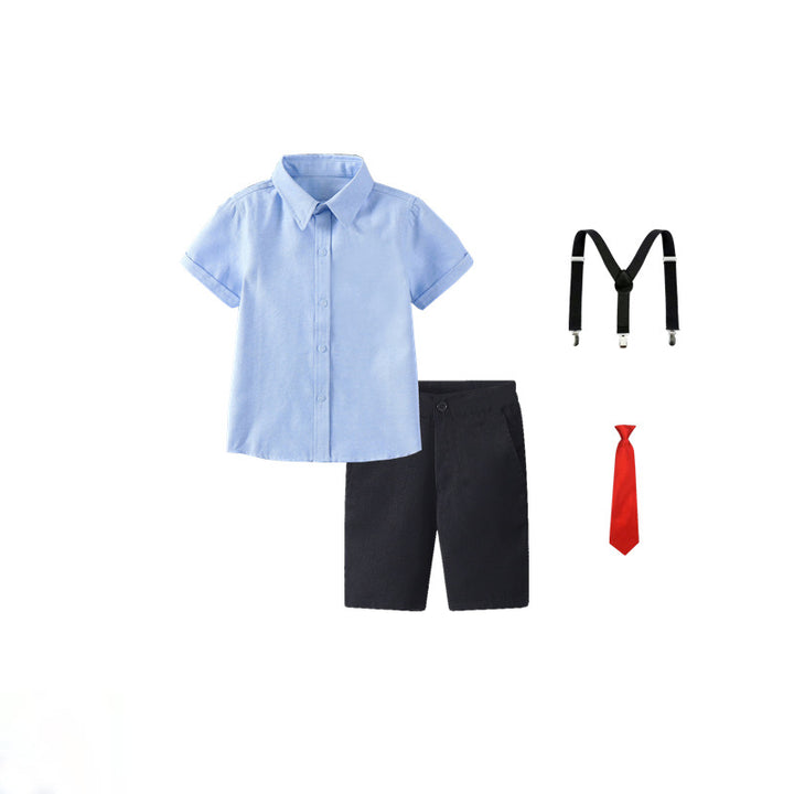 Women's festive shirt and shorts set with suspenders Mune Fashion
