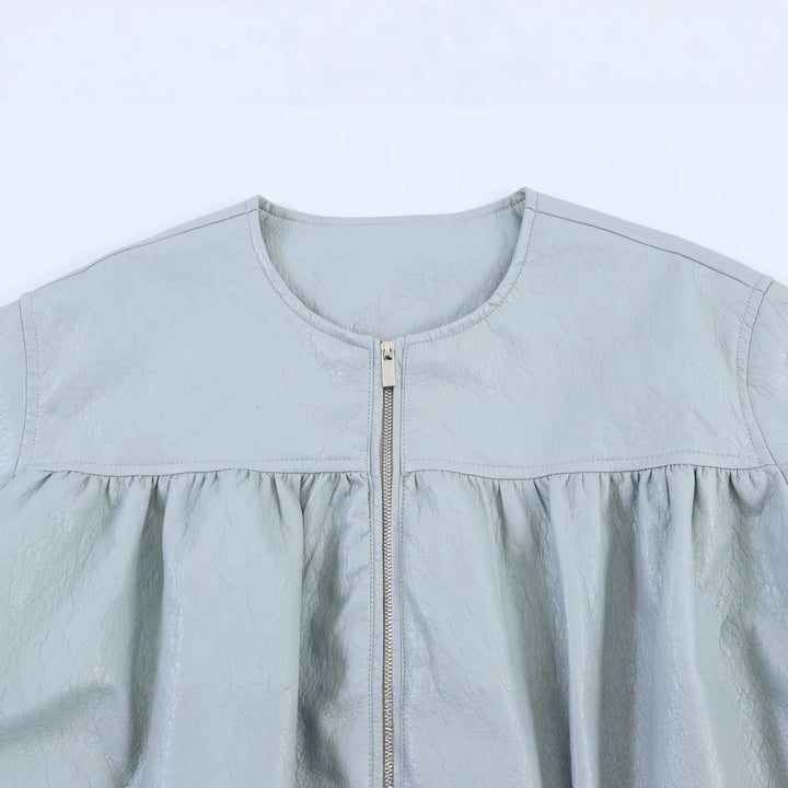 Women's oversized jacket with balloon sleeves, zipper and gathered yoke Mune Fashion