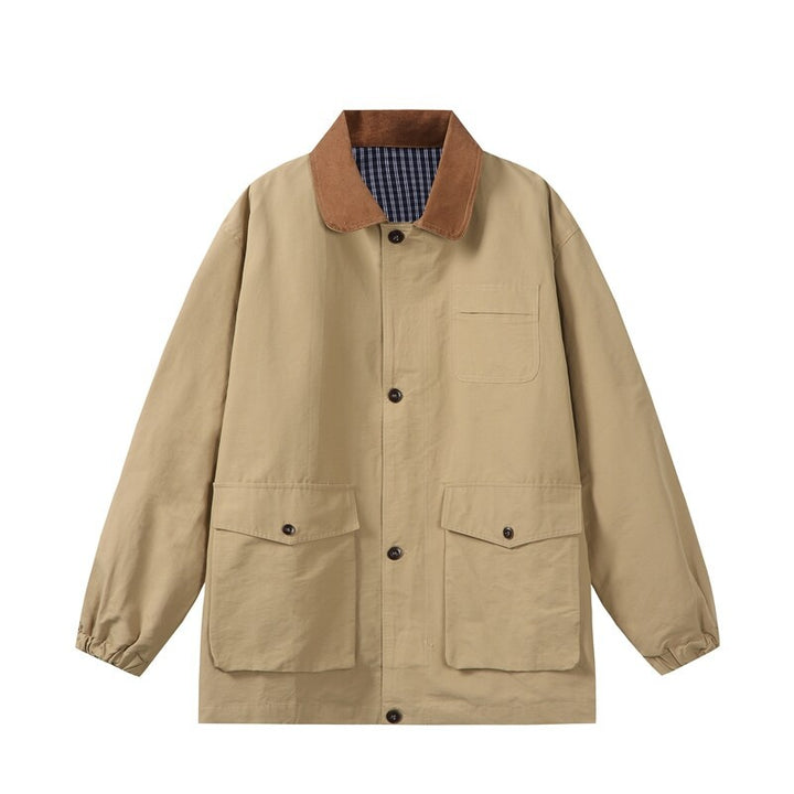 Men's transitional worker jacket in boxy cut with cord collar and flap pockets Mune Fashion