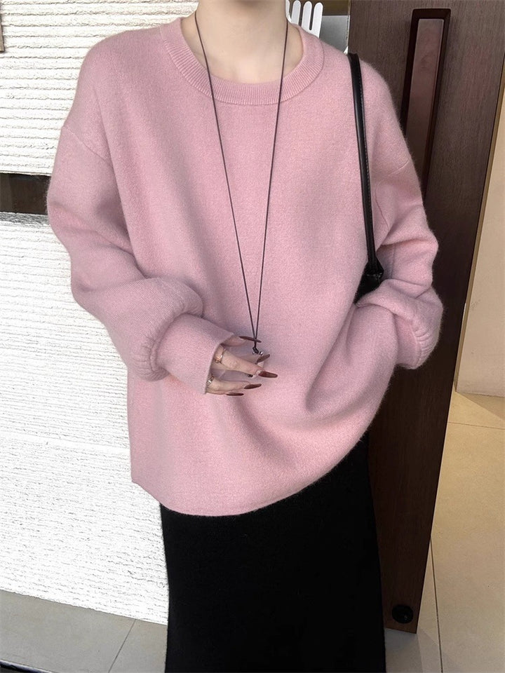 Women's Oversized Fine Knit Sweater with Balloon Sleeves and Button Cuff Mune Fashion