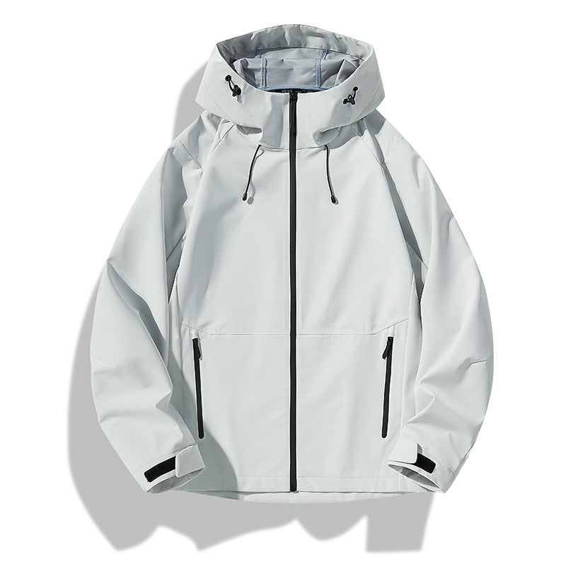 Men's Minimalistic Softshell Rain Jacket with TPU Membrane, Taped Seams and Adjustable Hood Mune Fashion