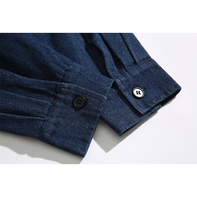 Unisex Boxy Jeans Overshirt Jacket with Attached Hood and Multifunction Pockets Mune Fashion