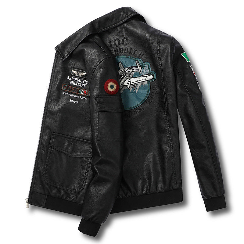 Men's aviator bomber jacket in military style with large back patch and arm pocket Mune Fashion