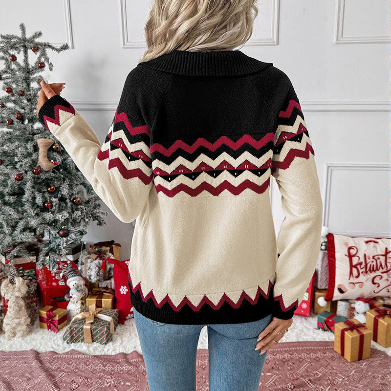 Women Chic and comfortable sweater with zigzag pattern Mune Fashion